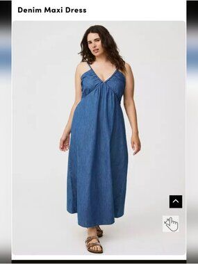 Torrid Maxi Dress Size Light Wash Braided Straps  100 % Cotton Size M/L